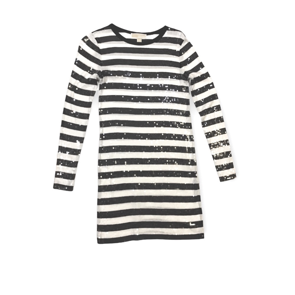 Micheal Kors Black and white striped sequin dress size xs